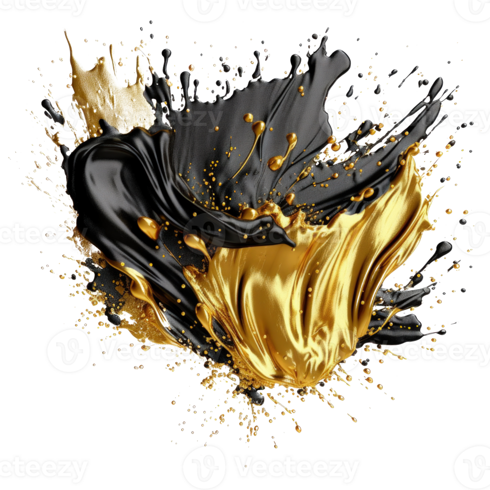 Black and golden splash. Illustration png