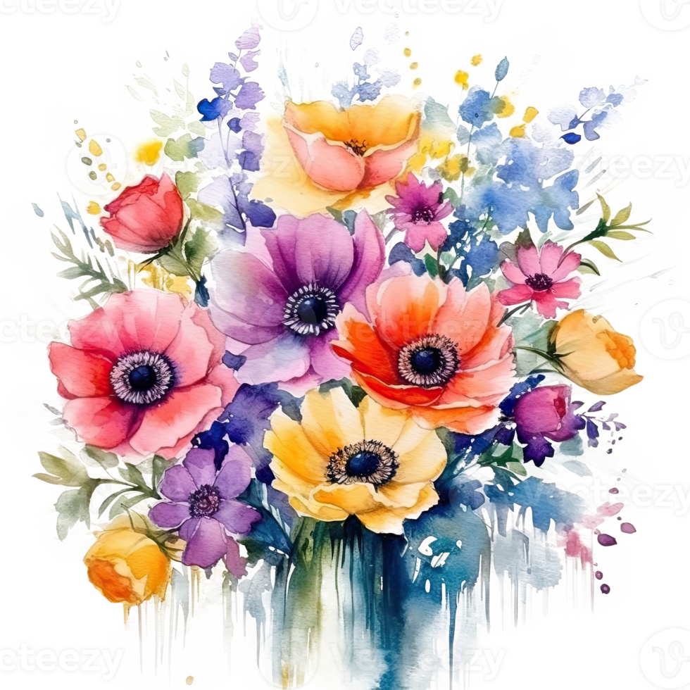 Watercolor flower bouquet. Illustration png