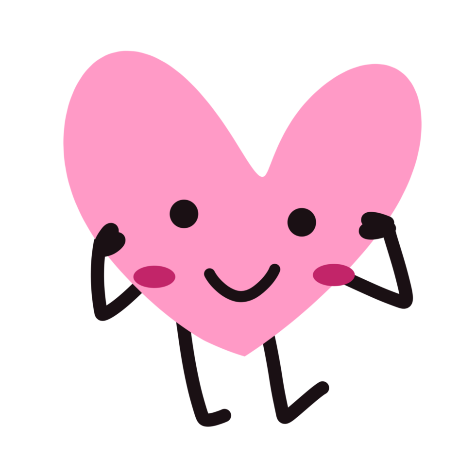 Cute heart shape cartoon character png