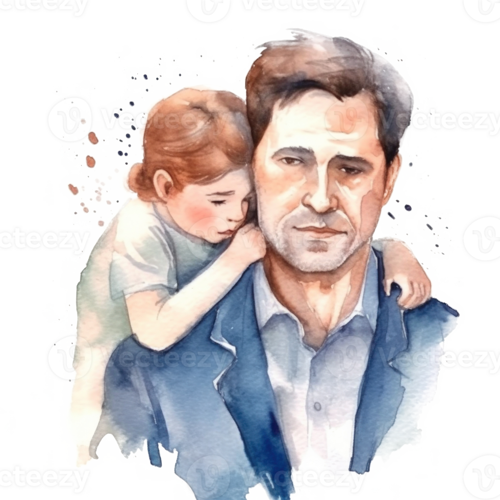 Father with child. Watercolor Father's Day Illustration. Illustration png