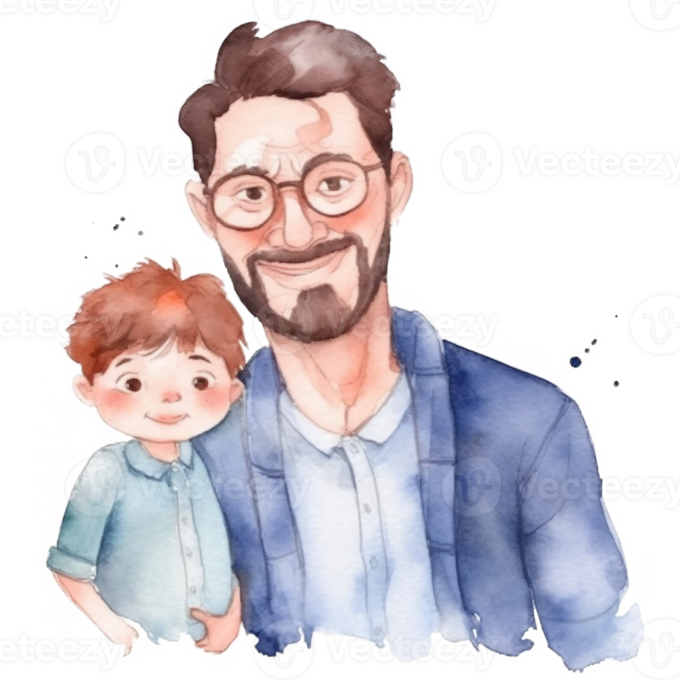 Father with child. Watercolor Father's Day Illustration. Illustration png