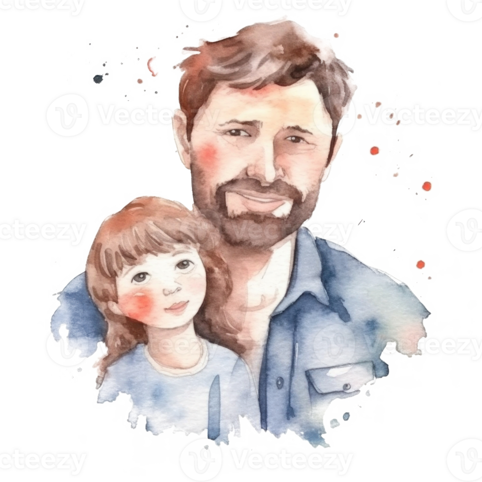 Father with child. Watercolor Father's Day Illustration. Illustration png