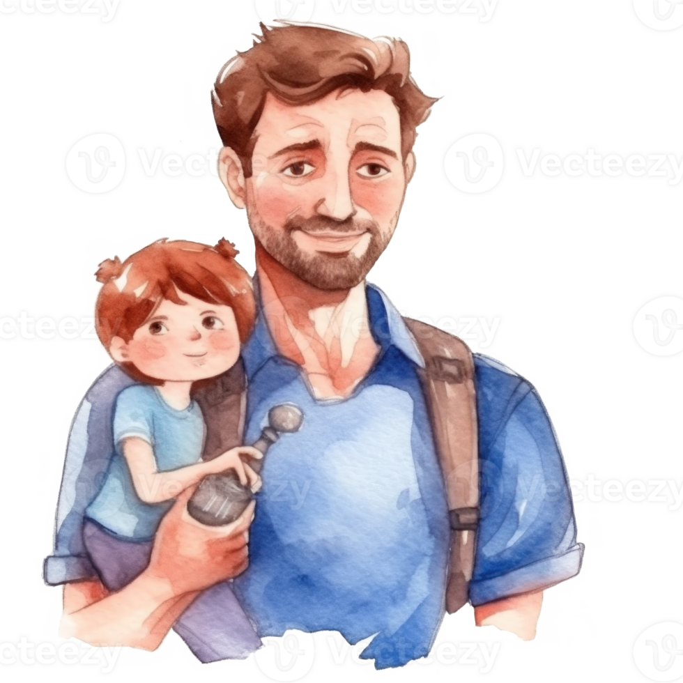 Father with child. Watercolor Father's Day Illustration. Illustration png