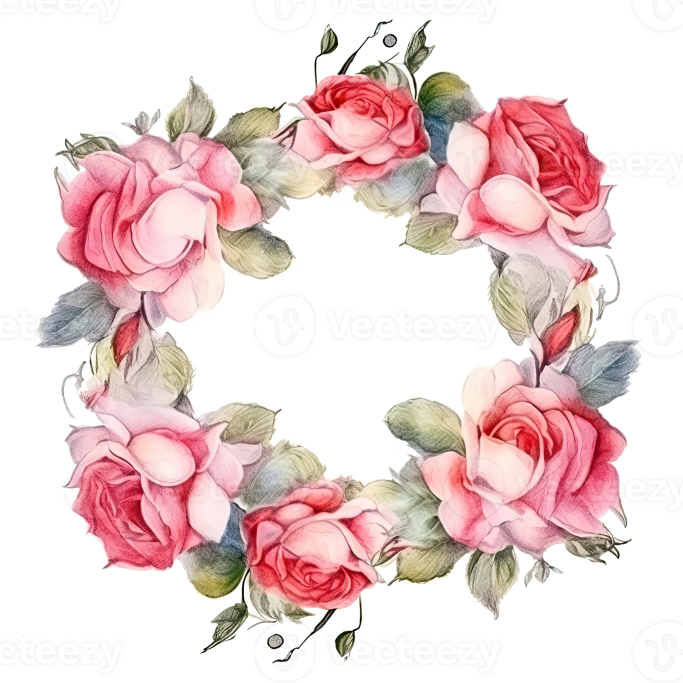 Rose watercolor frame. Illustration png