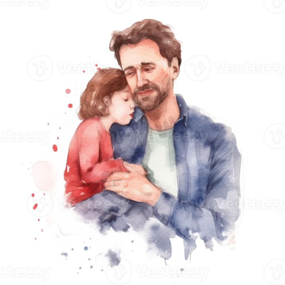 Father with child. Watercolor Father's Day Illustration. Illustration png