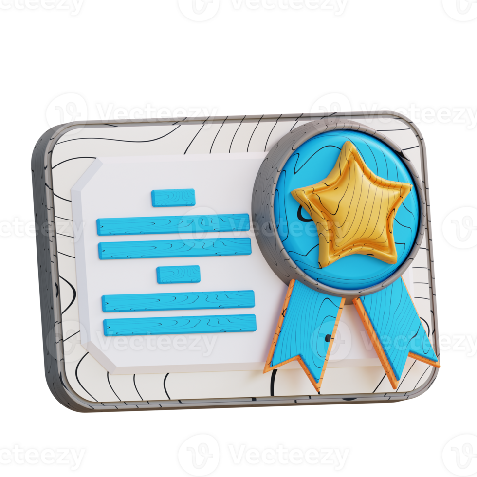 3D Illustration of award certificate png
