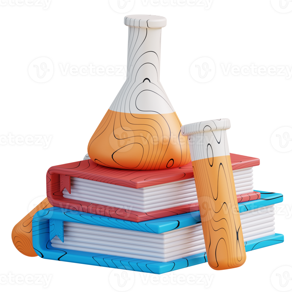 3D Illustration of test tube and book png