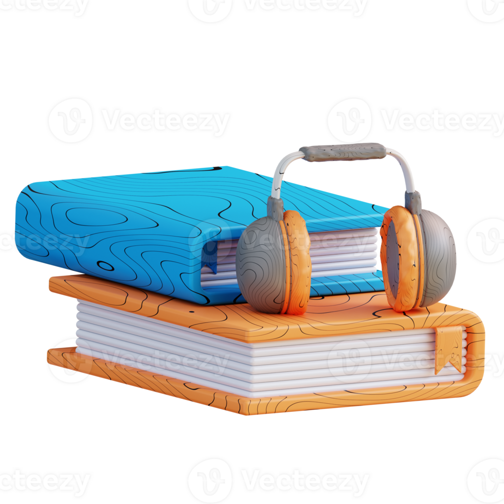 3D illustration of headset and audio book png