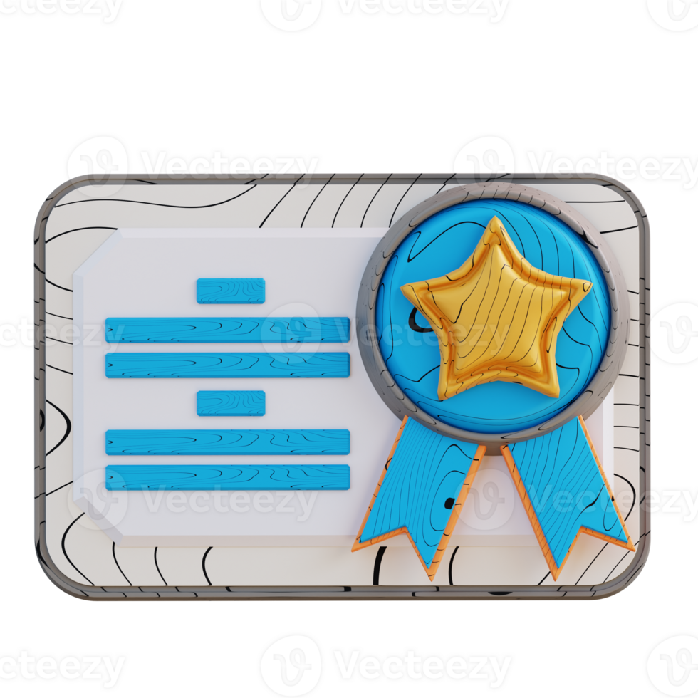 3D Illustration of award certificate png