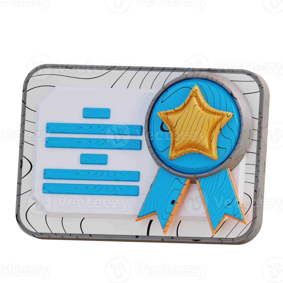 3D Illustration of award certificate png