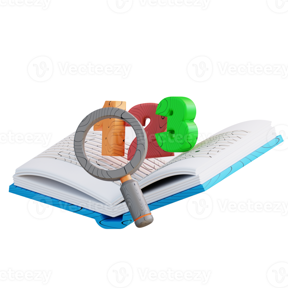 3D illustration of a counting book png