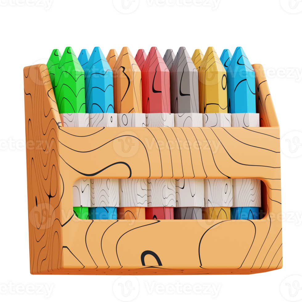 3D illustration of color crayons png
