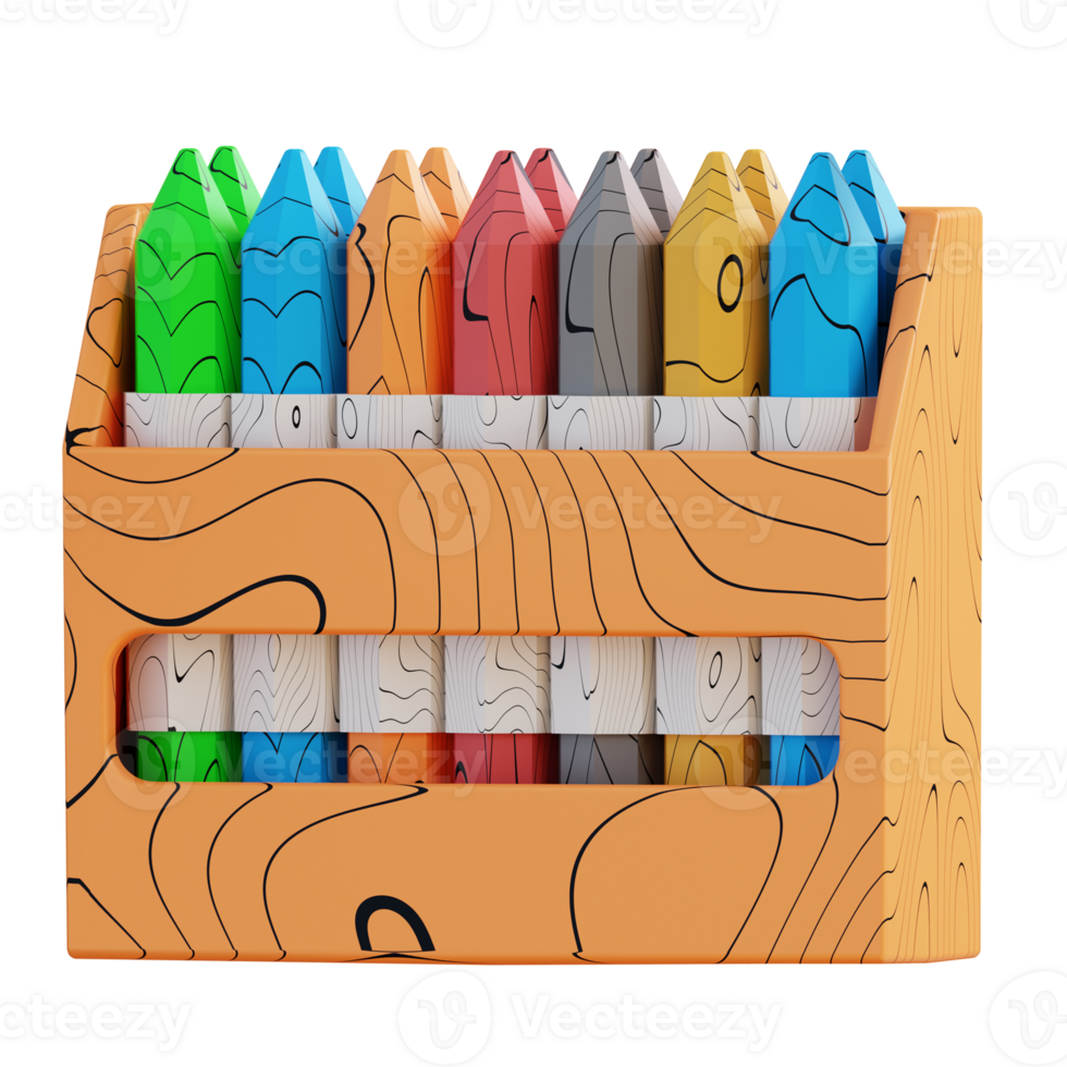 3D illustration of color crayons png