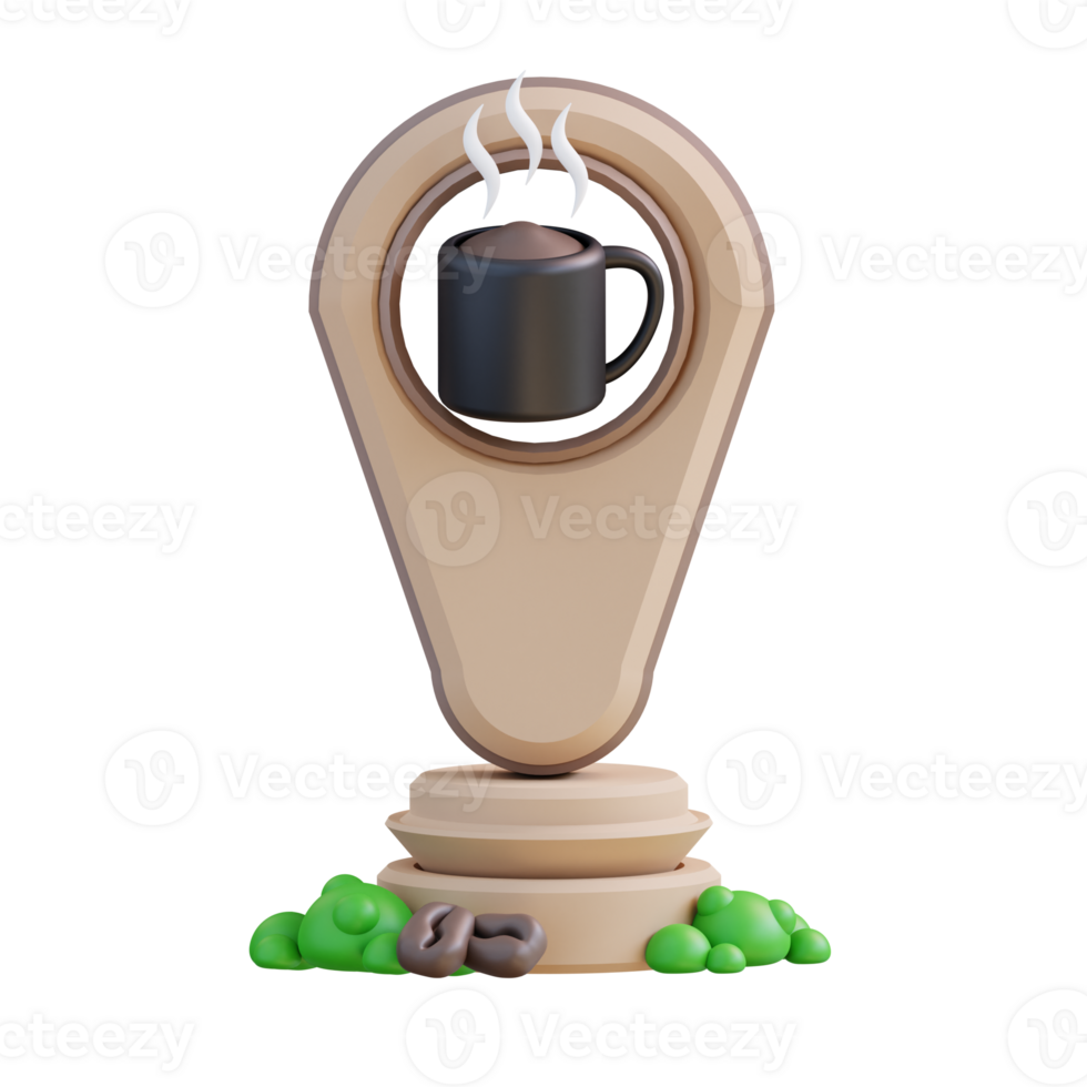 3d illustration location coffee shop png