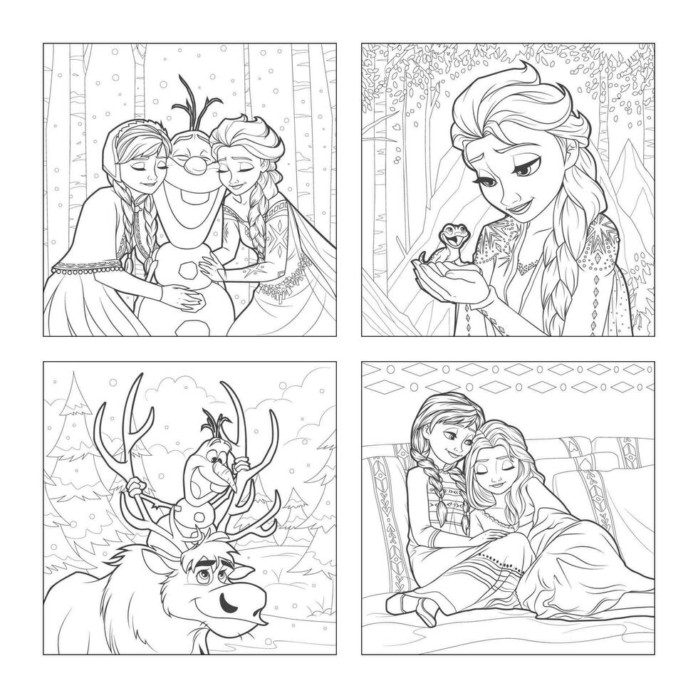 The Story of Snow Queen Coloring Book Pages vector