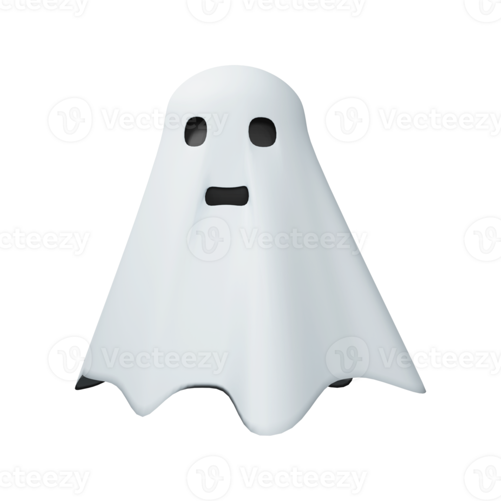 3D Render of Cartoon Ghost Element On White Background. png