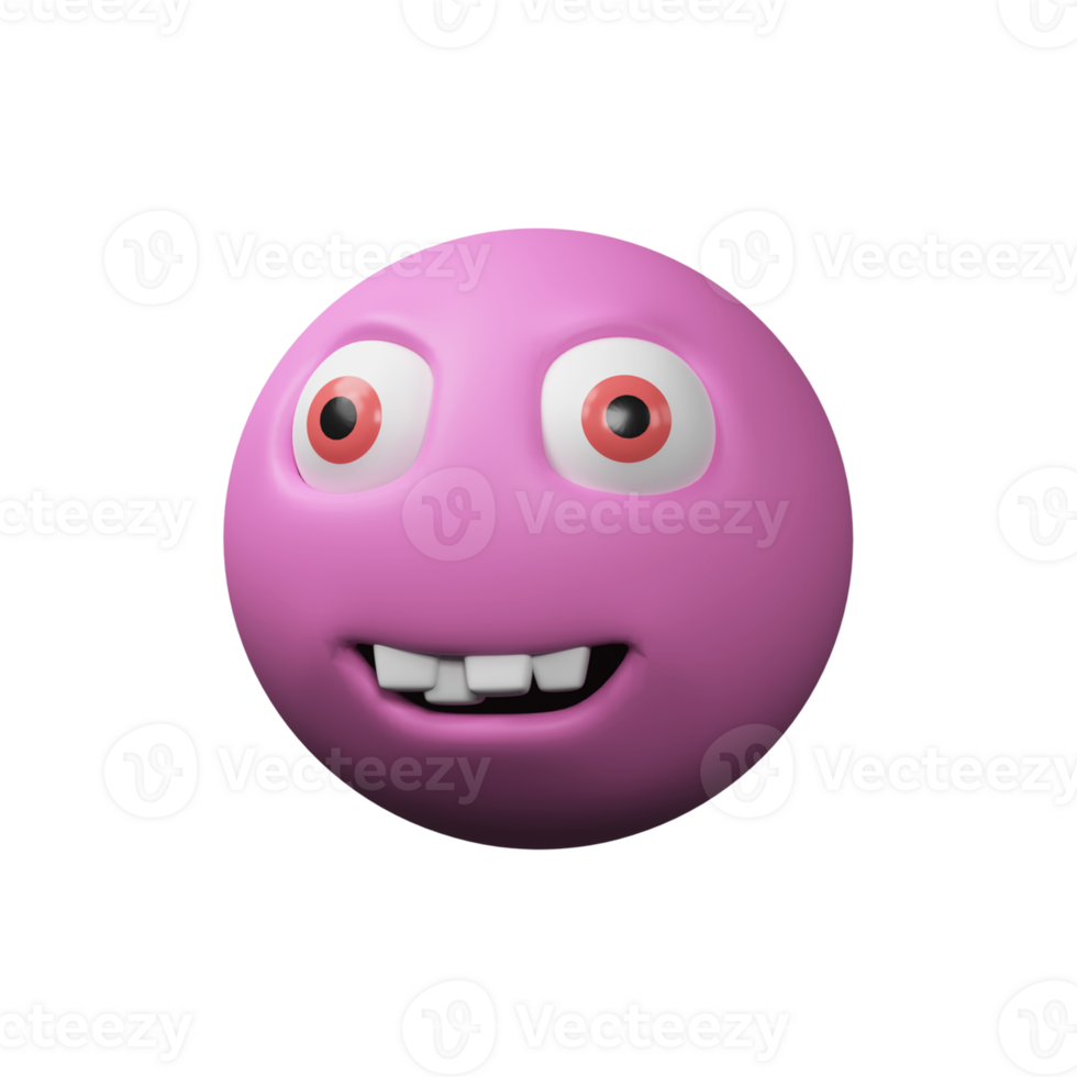 3D Render of Round Monster Element On White Background. png
