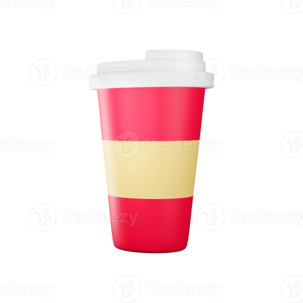 Yellow And Red Lid Paper Glass 3D Icon. png