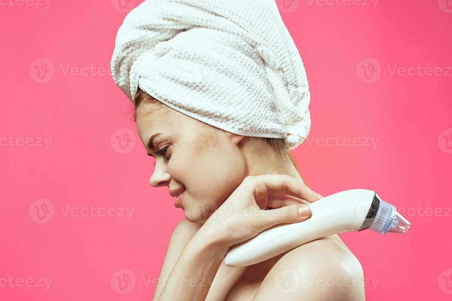 woman with bare shoulders and skin cleansing spa procedures cosmetology photo