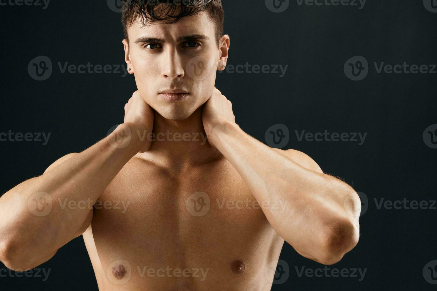 Man Cup Muscular Body Posing Cropped Macho photo