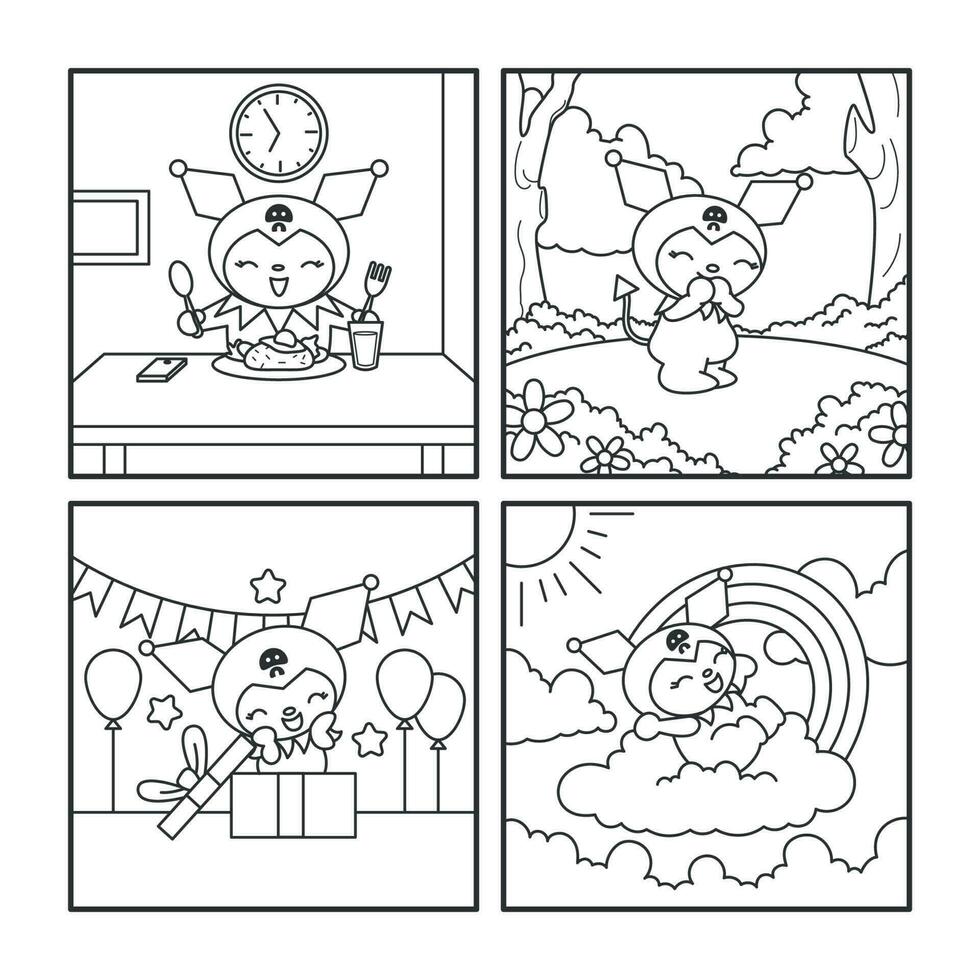 Cute Bunny Coloring Pages for Kids vector