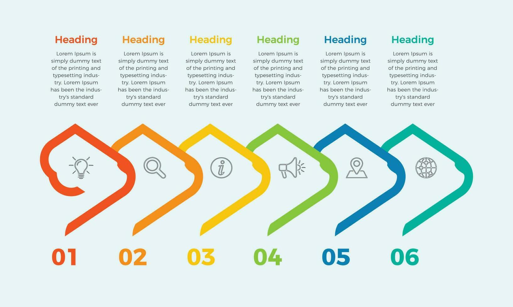 Six steps presentation business infographic template. Business concept infographic template with diagram. Modern infographic design template vector