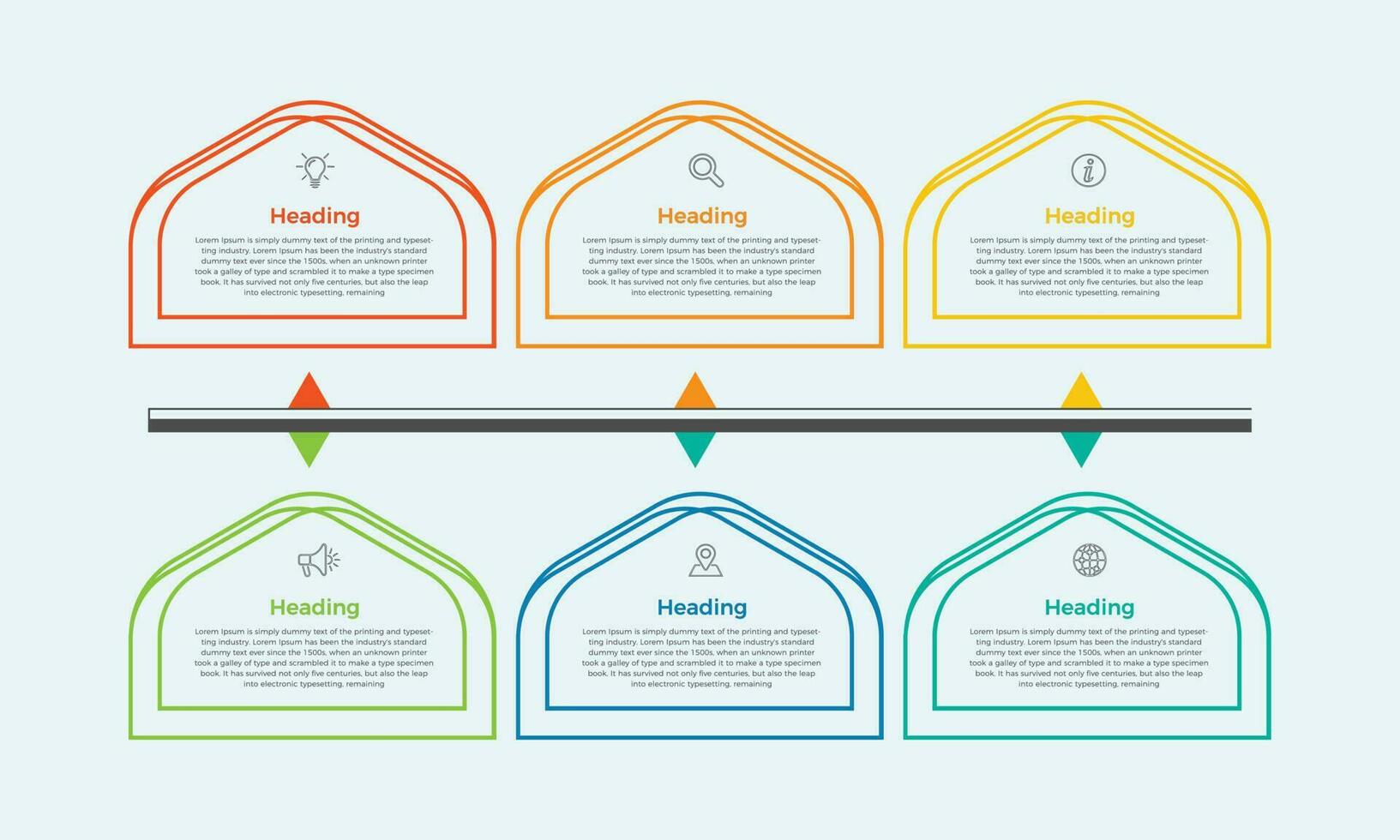 Six steps presentation business infographic template. Business concept infographic template with diagram. Modern infographic design template vector