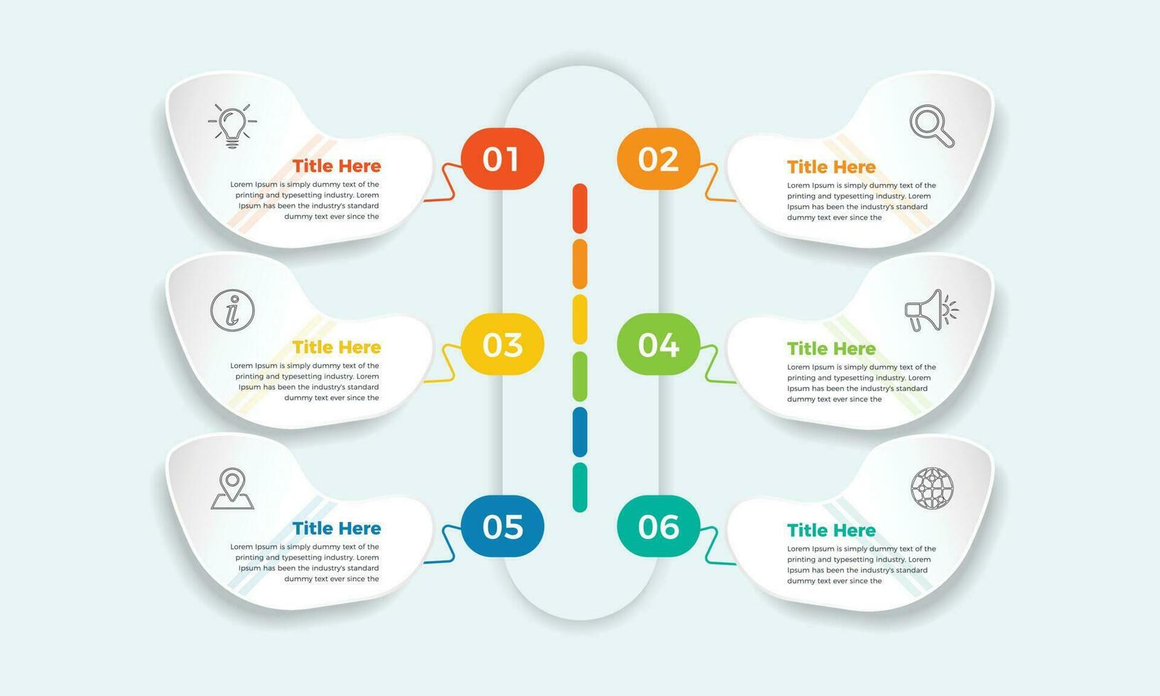 Vector colorful business 6 steps infographic elements design. Modern simple infographic design template. business infographic design