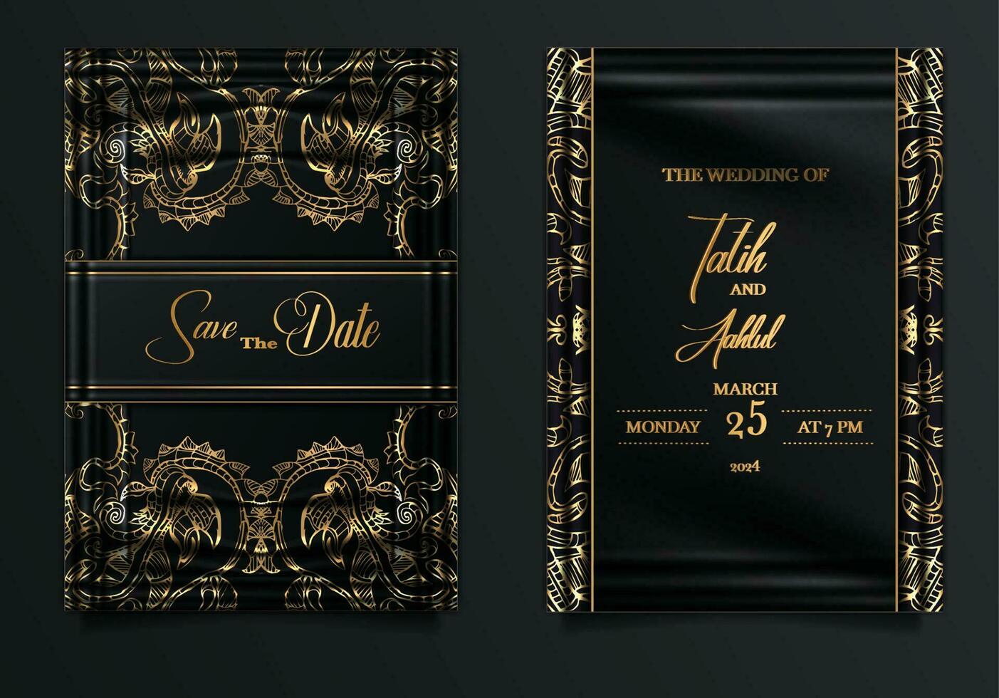 luxury wedding invitation card design set vector