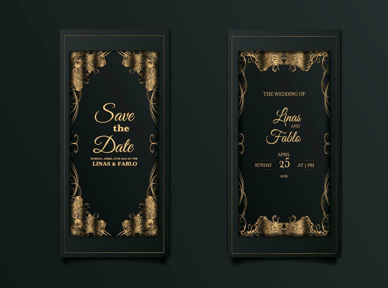 luxury elegant wedding invitation set vector