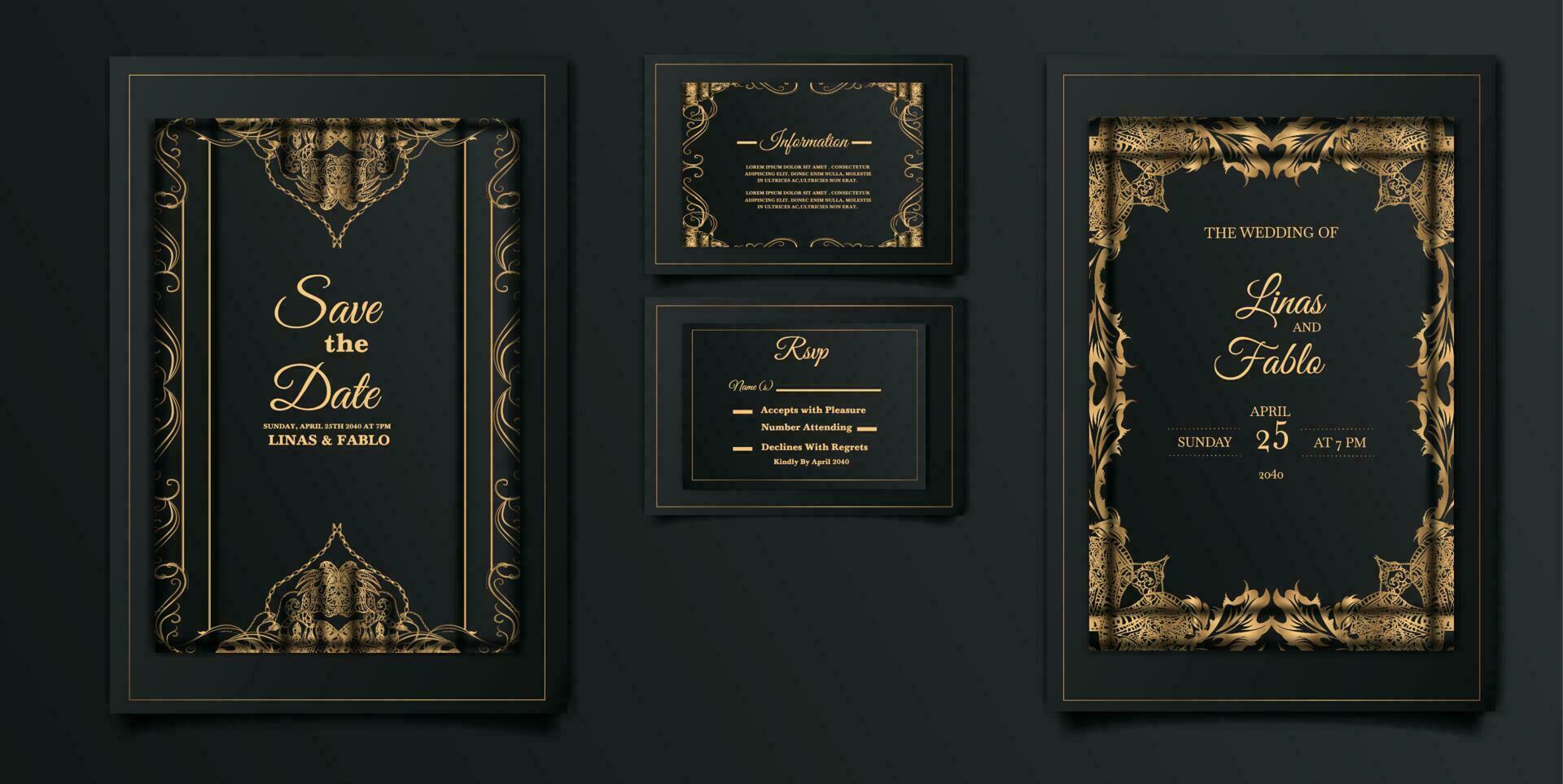 luxury wedding invitation cards vector