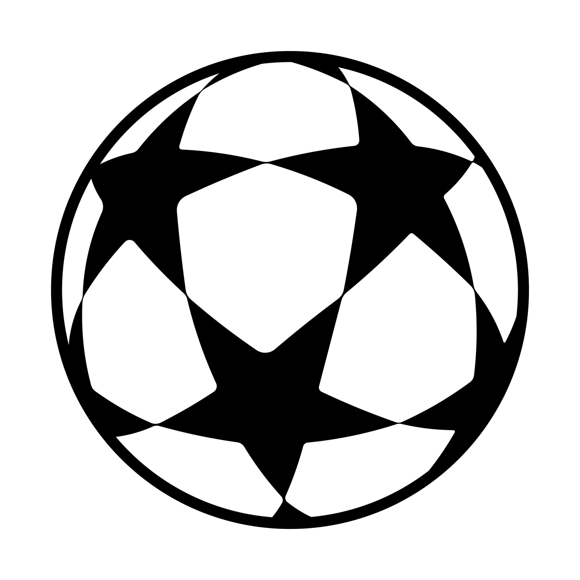 Soccer ball or football flat vector icon simple black style with star ...