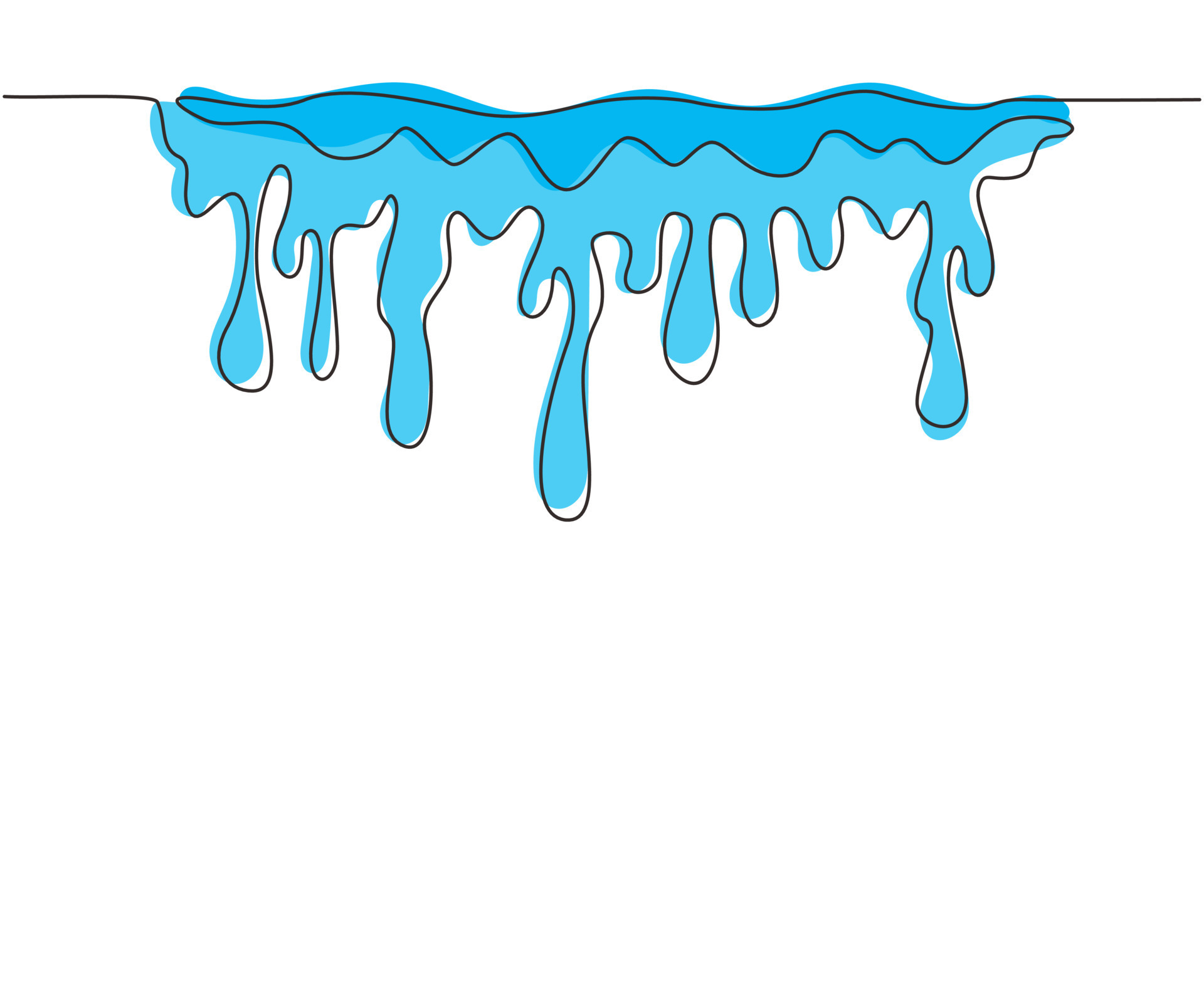 Continuous one line drawing liquid drop. Water blot, splashes, blobs
