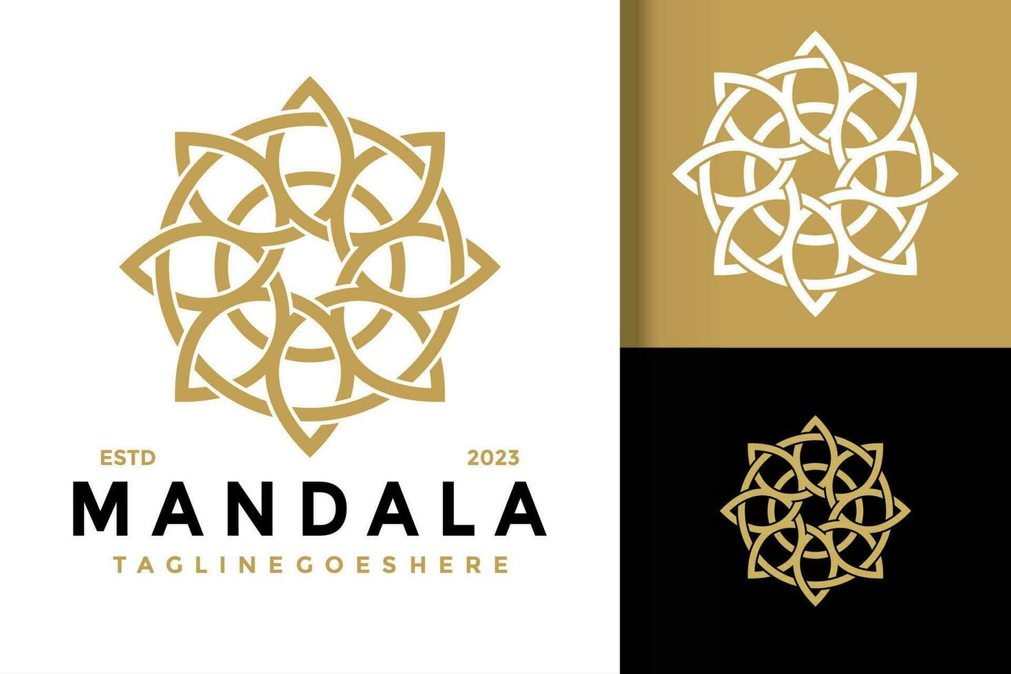 Golden Mandala Ornamental Logo vector icon illustration