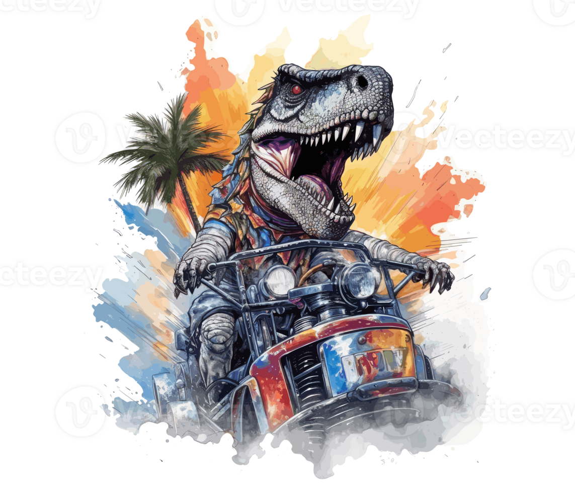T-Rex Riding on Truck , Cartoon dinosaur characters driving . png