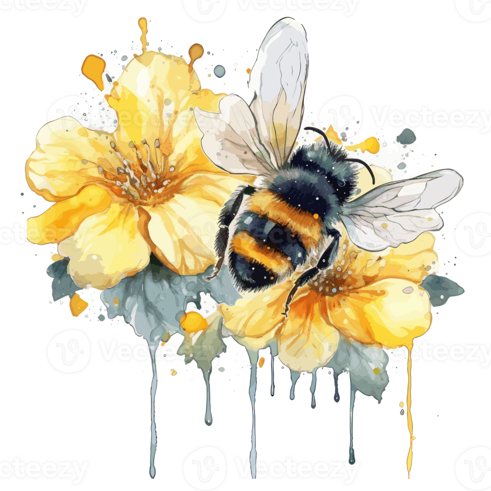 acuarela abeja panal miel flores . ai generado png