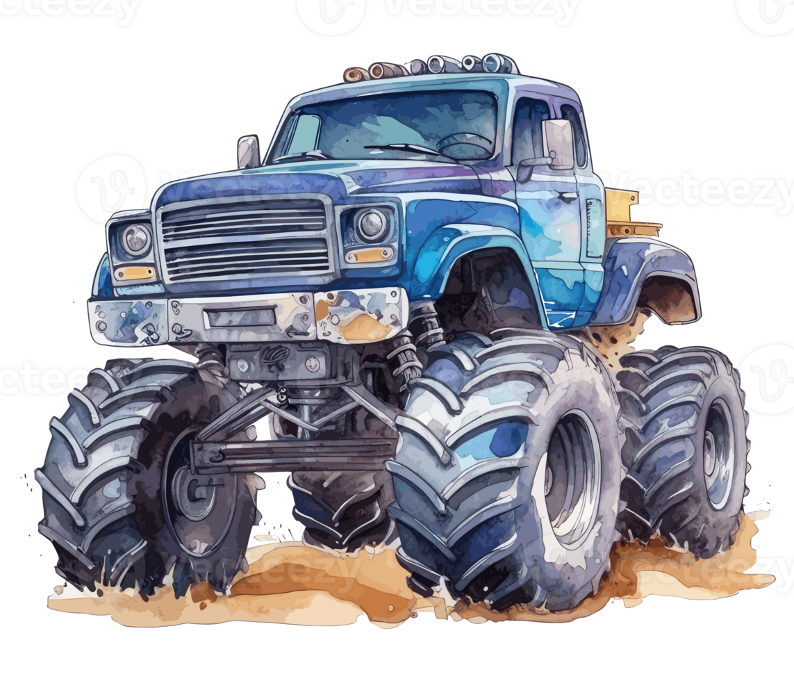 Monster truck with multicolored paint splash . png