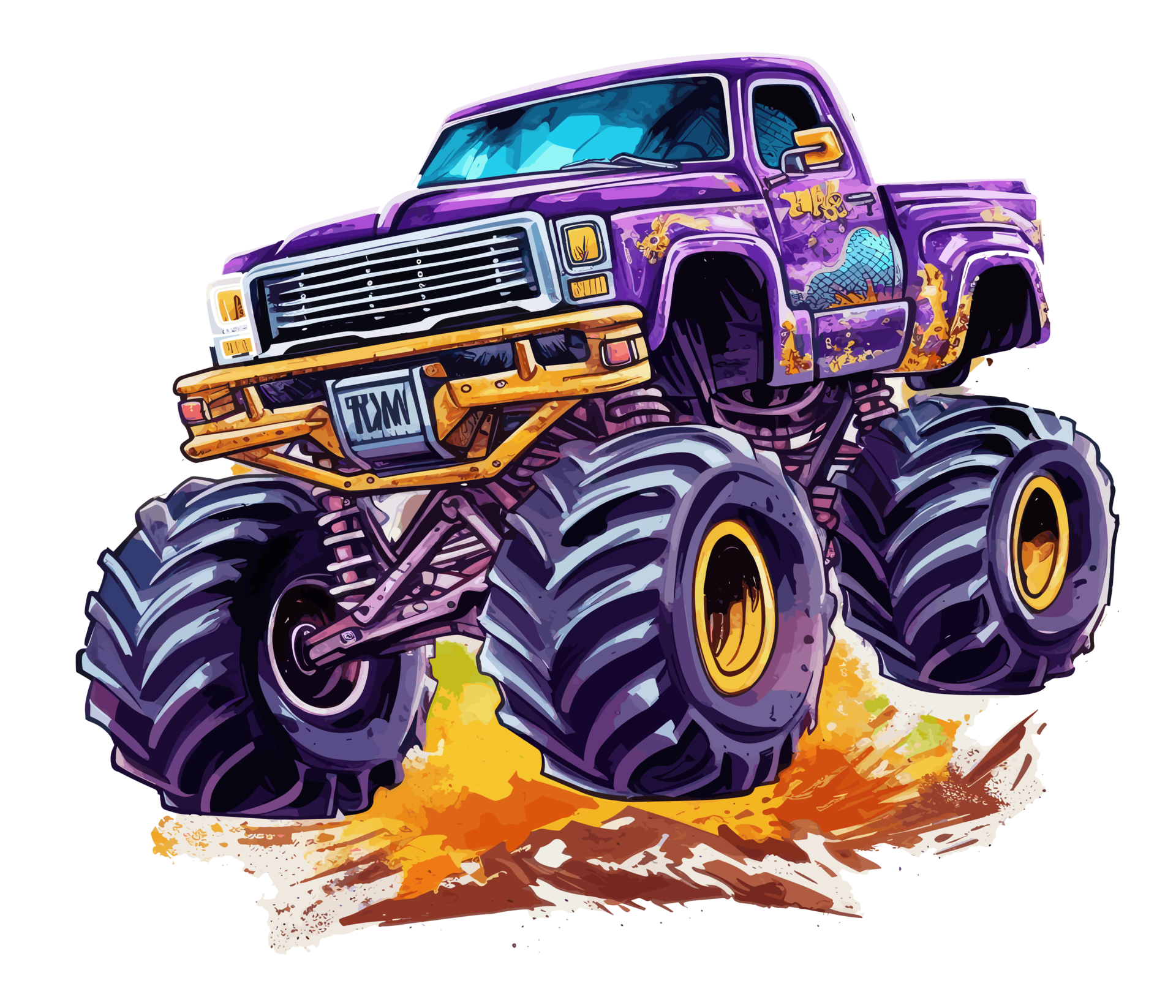 monstruo camión con multicolor pintar chapoteo . ai generado 23657801 PNG