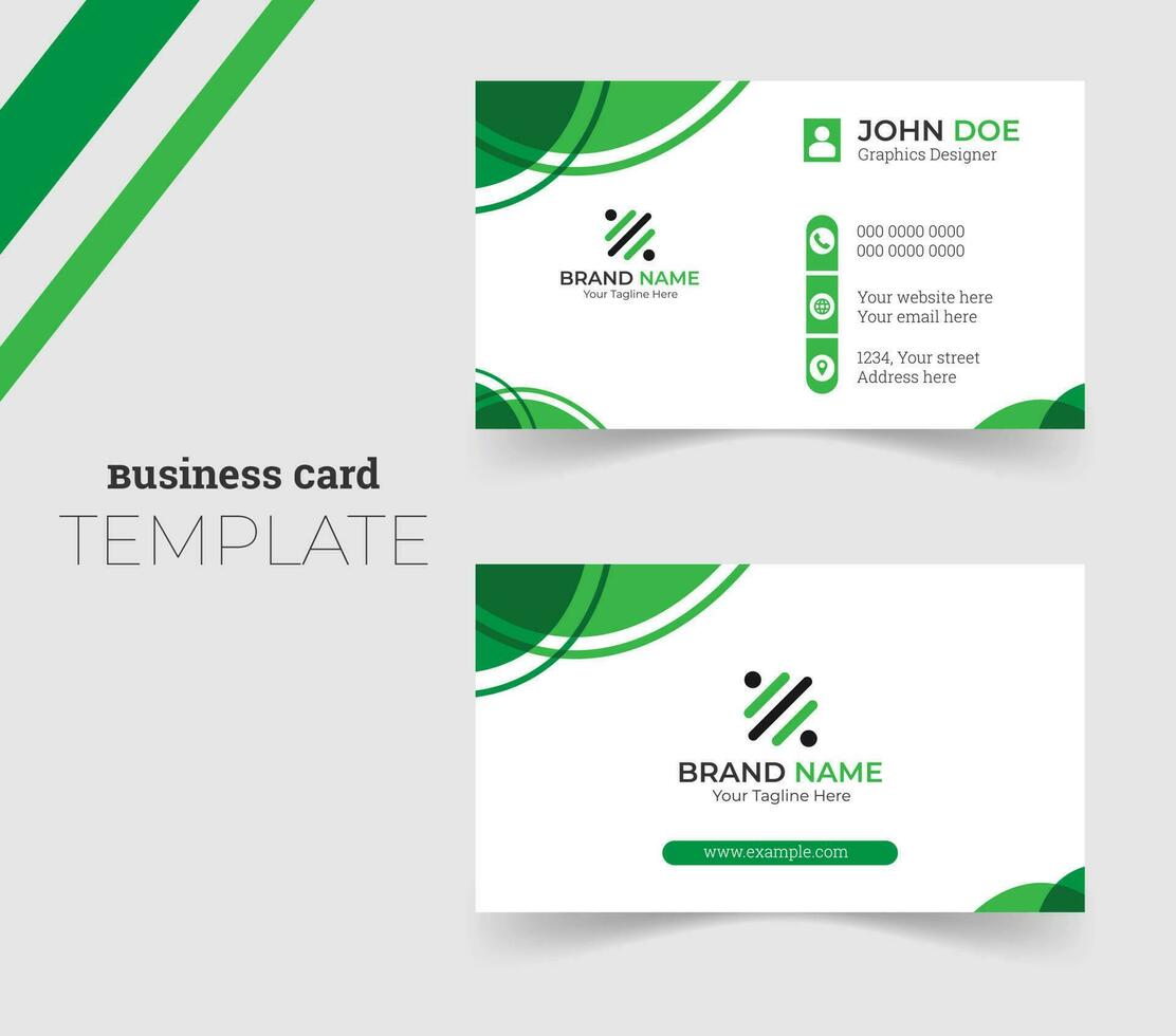 Simple minimalistic and modern business card template in green color combination. vector