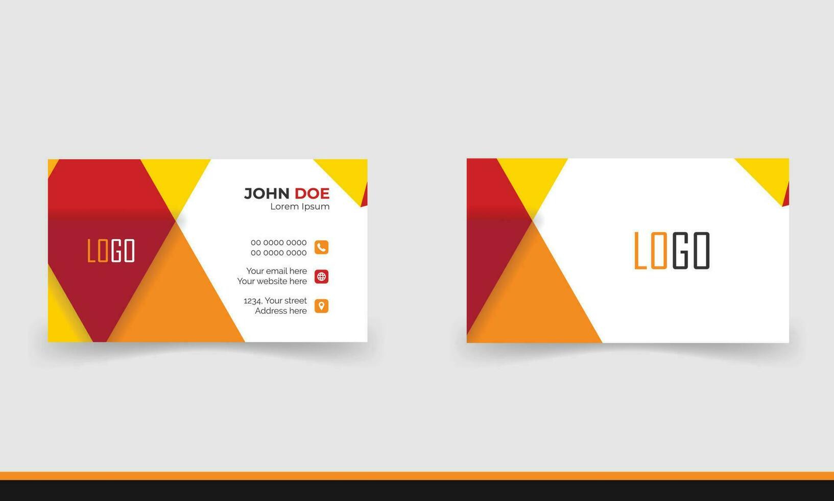 Simple minimalistic and modern business card template in orange and red color combination. vector