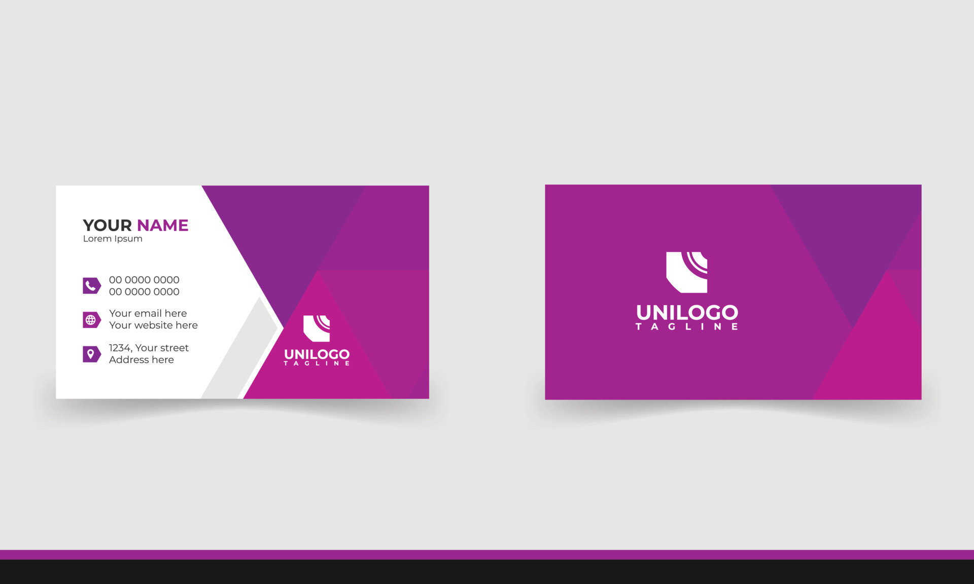 Simple minimalistic and modern business card template in pink color