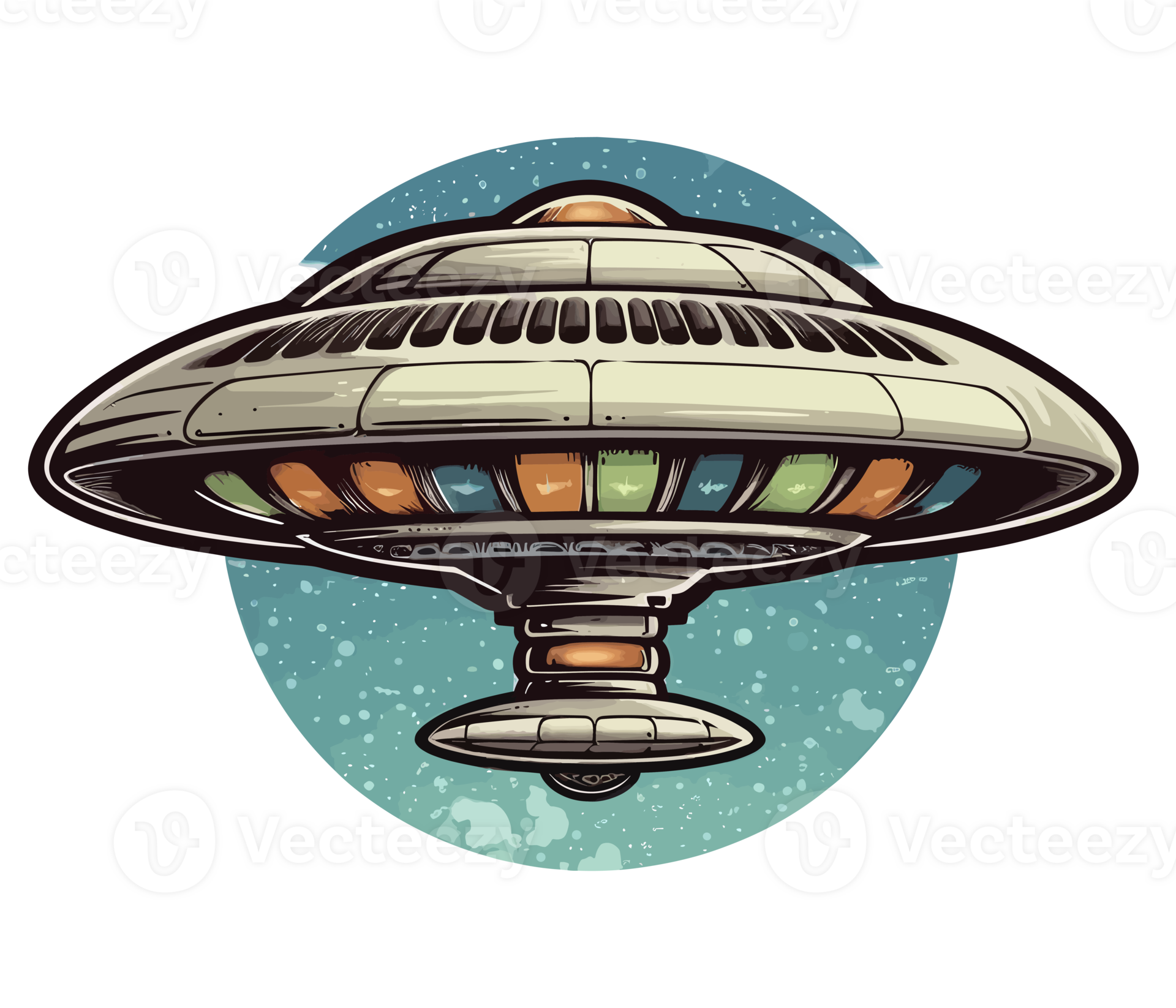 UFO gemalt im cool Aquarell . ai generiert 23657921 PNG