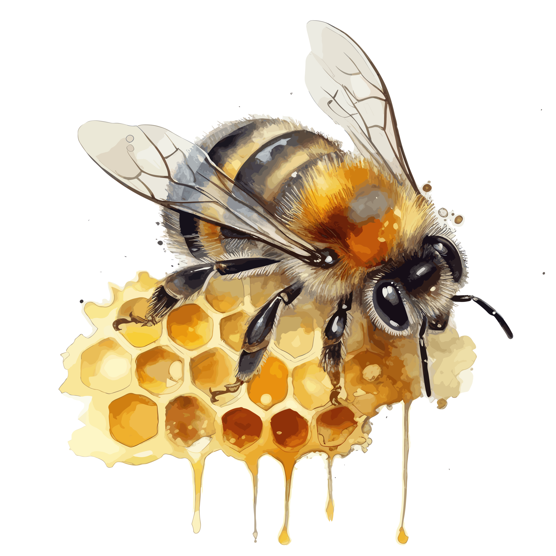 Watercolor Bee Honeycomb Honey 23657927 PNG watercolor-bee-honeycomb-honey-23657927-png