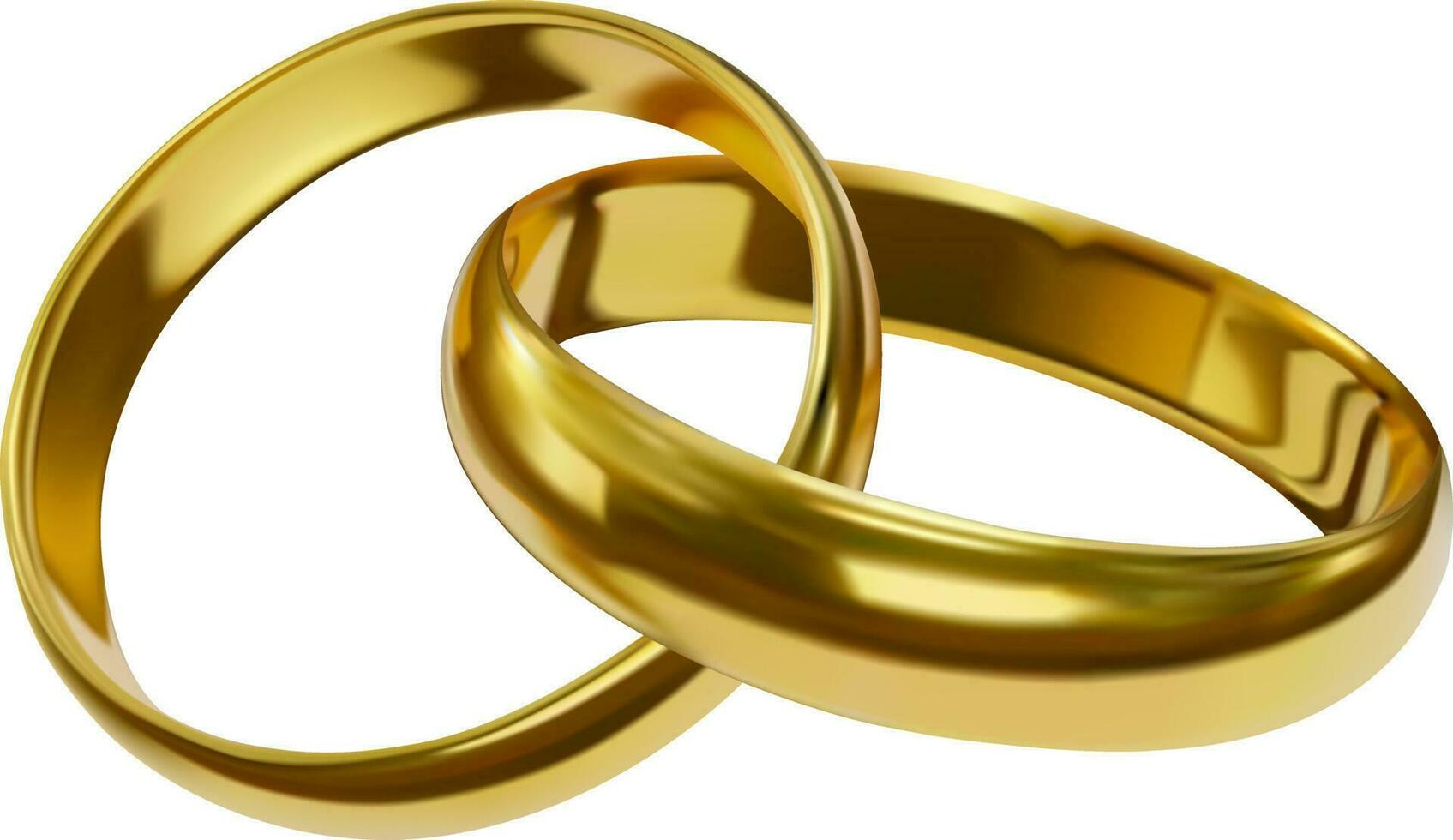 isolated gold wedding rings. realistic linked gold rings vector