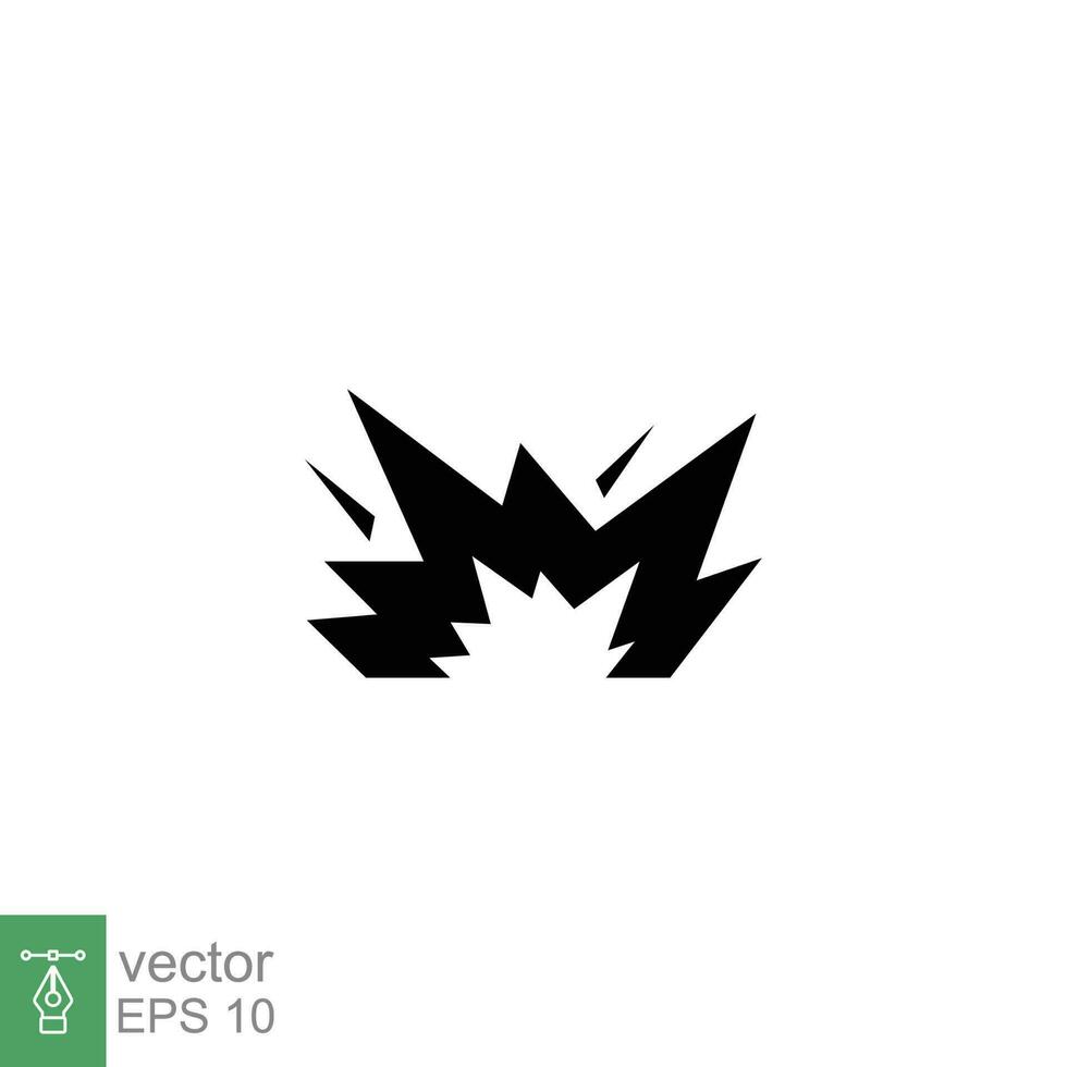 Explosion icon. Simple solid style. Blast, dynamite, fire, spark, demolition, explosive concept. Black silhouette, glyph symbol. Vector symbol illustration isolated on white background. EPS 10.