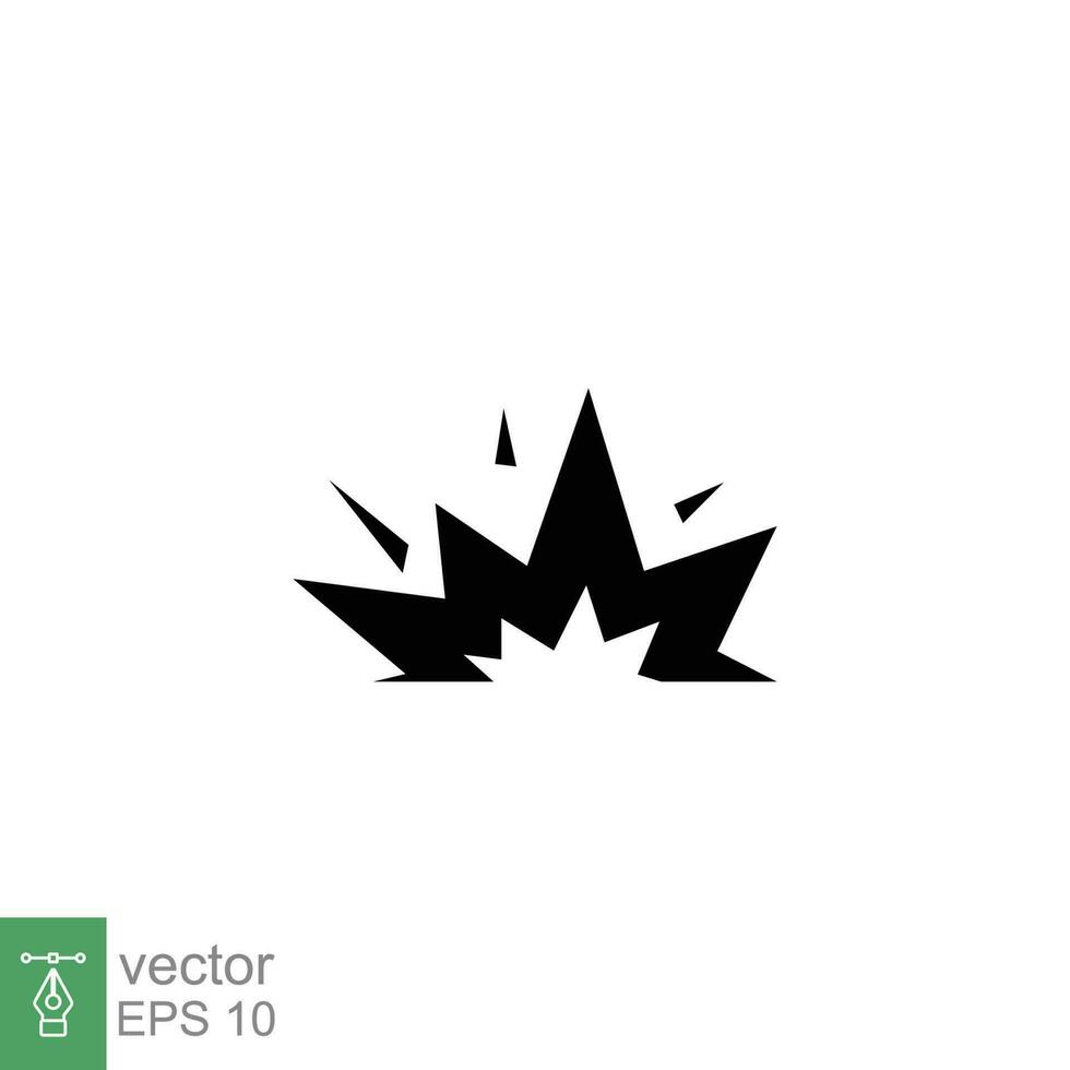 Explosion icon. Simple solid style. Blast, dynamite, fire, spark, demolition, explosive concept. Black silhouette, glyph symbol. Vector symbol illustration isolated on white background. EPS 10.