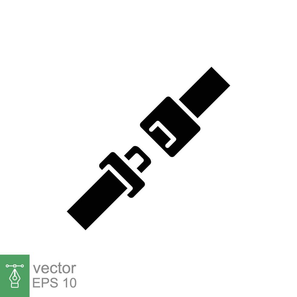 Seat belt icon. Simple solid style. Seatbelt, car, plane, fasten, buckle, drive, safety concept. Black silhouette, glyph symbol. Vector symbol illustration isolated on white background. EPS 10.