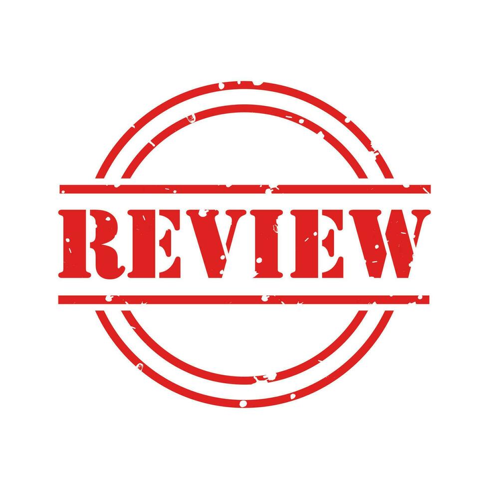 Red grunge rubber stamp with word REVIEW. Vector illustration.