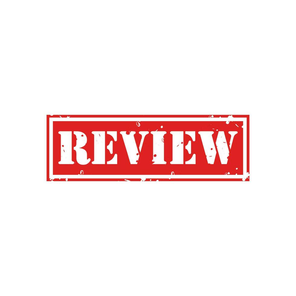 Red grunge rubber stamp with word REVIEW. Vector illustration.
