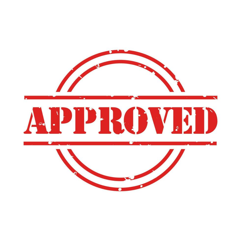 Approved red stamp text on circle on white background, vector illustration